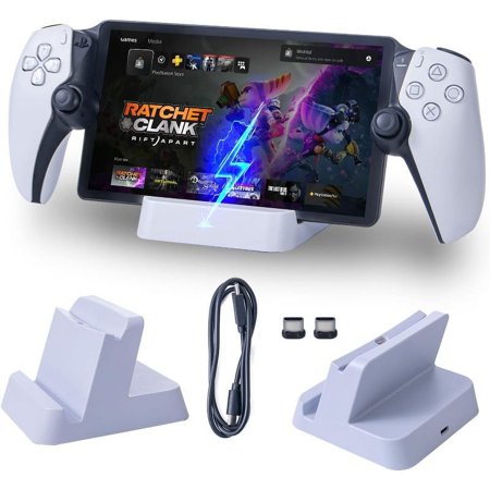 For PS5 Portable Charger Stand, Fast Charging Station for Playstation Portal Remote Player with USB Adapter and USB Charger Cable