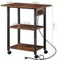 thumbnail image 2 of Leyaoyao 3-Tier Mobile Printer Stand, Rolling Cart with Power Outlets and USB Ports, Home Printer Stand with Wheels for Home, Office, Brown, 2 of 7