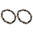 thumbnail image 3 of 2 pulseras de piedra natural negra de alta elasticidad, triple protección, piedra de ojo de tigre, pulseras de riqueza para la mayoría de hombres y mujeres, ágata, 3 of 14