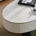 thumbnail image 6 of Kevinplus Oval Coffee Table with Faux Marble Tabletop, Mid Century Modern Coffee Table with Hidden Drawer and Storage Space , Coffee Table for Living Room, Bedroom, Office,White+Black, 6 of 12
