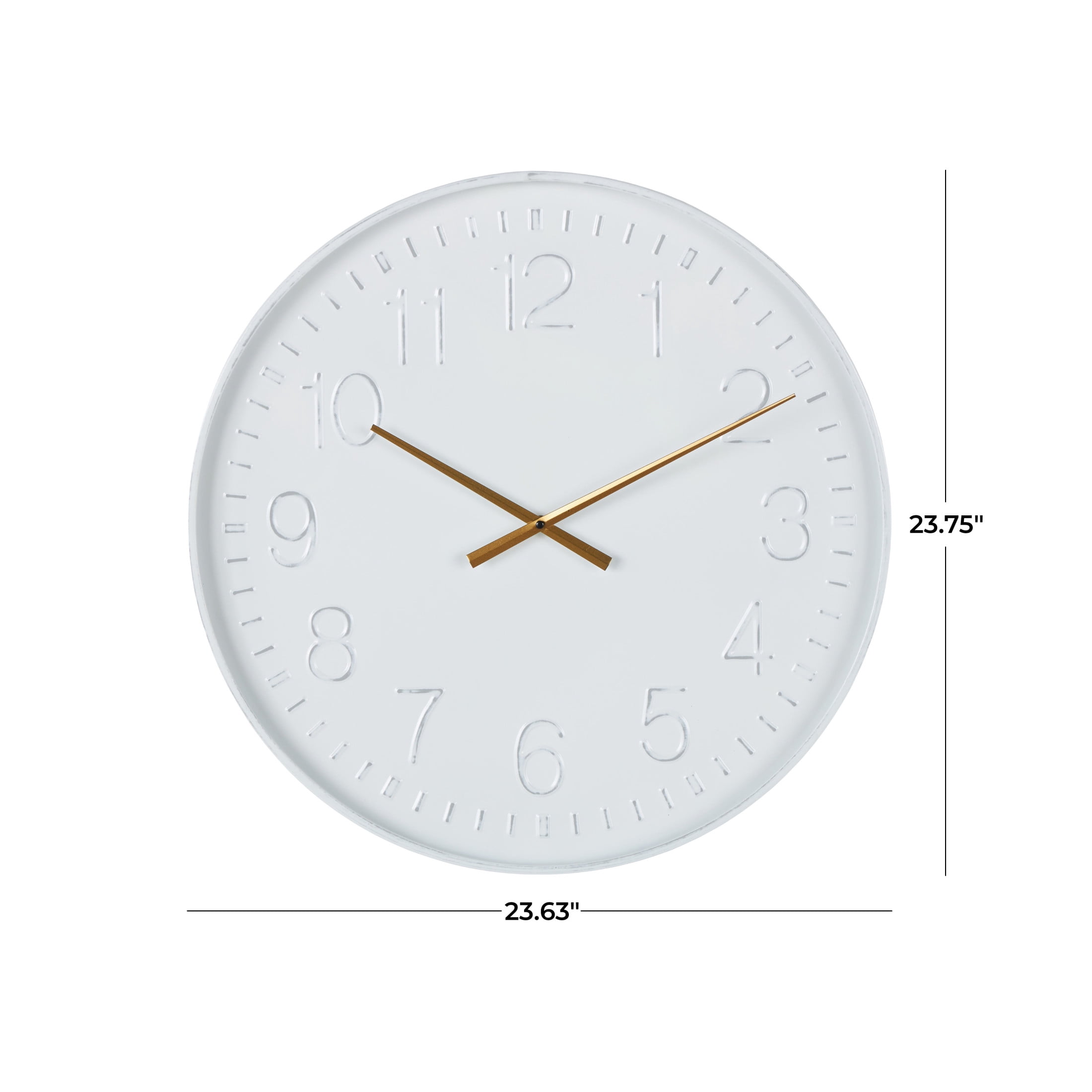 DecMode 24" White Metal Round Wall Clock