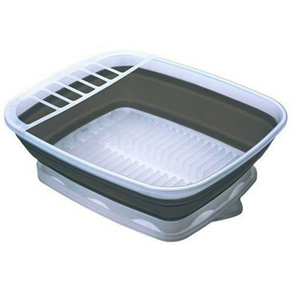 Progressive International CDD-100 Plastic Collapsible Dish Rack with Drain Board