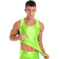thumbnail image 4 of ZDHoor Mens Glossy Smooth Tank Top Stretchy Sleeveless Gym Workout Vest Tops Fluorescent Green XL, 4 of 7