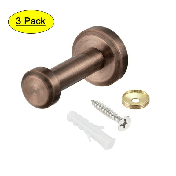 Wall Hook Robe Towel Hook Wall Mounted Coat Hook Hanger Brushed Copper Tone 3Pcs