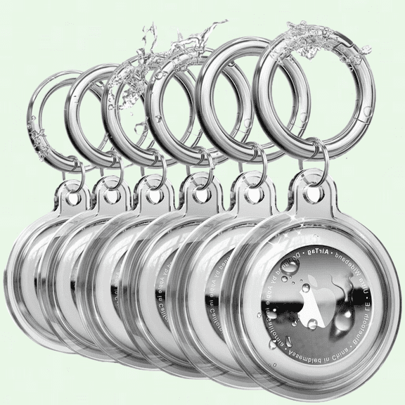 6 Pack IPX8 Waterproof Airtag Holder with Keychain, Anti-Scratch Full Body Protective Case for Apple Airtags (Clear Crystal)