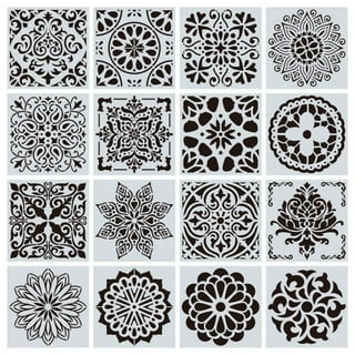 3 Mandala Stencils Dot Painting Templates, Reusable Mandala Drawing Stencils Rock Furniture Art Projects(3.5x3.5 inch), Size: 3.6 x 3.6, White