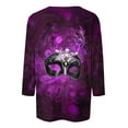 thumbnail image 4 of QATAINLAV Mardi Gras Shirts for Women Plus Size Casual Round Neck Blouse Fashion Carnival Celebration 3/4 Sleeve Pullover Top Multicolor S Birthday Gifts, 4 of 6
