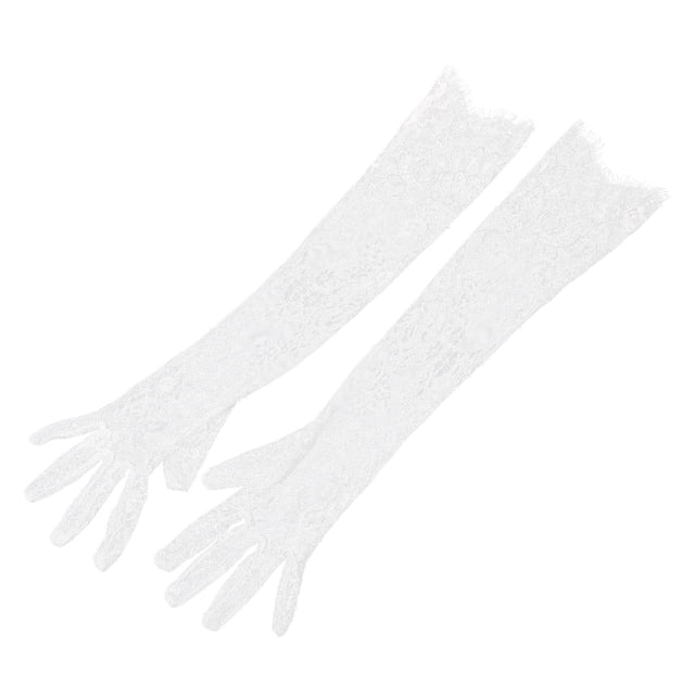 Luxshiny 1 Paire de Gants de Robe de Mariée en Tulle Blanc Longs et Transparents pour Occasions Formelles
