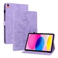 thumbnail image 2 of FJLBDE Case for iPad (A16) 11th Gen 2025/ iPad 10th Gen 10.9 Inch 2022, Embossed Flower Leather Flip Wallet Folio Stand Cover, rple, 2 of 7