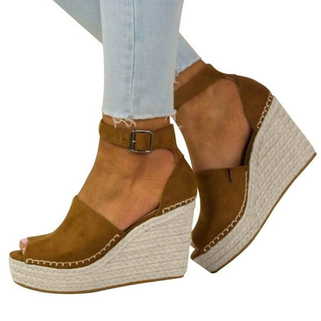 

hgwxx7 sandals for women summer women fashion dull polish sewing peep toe wedges hasp sandals flatform shoes bw stylish shoes