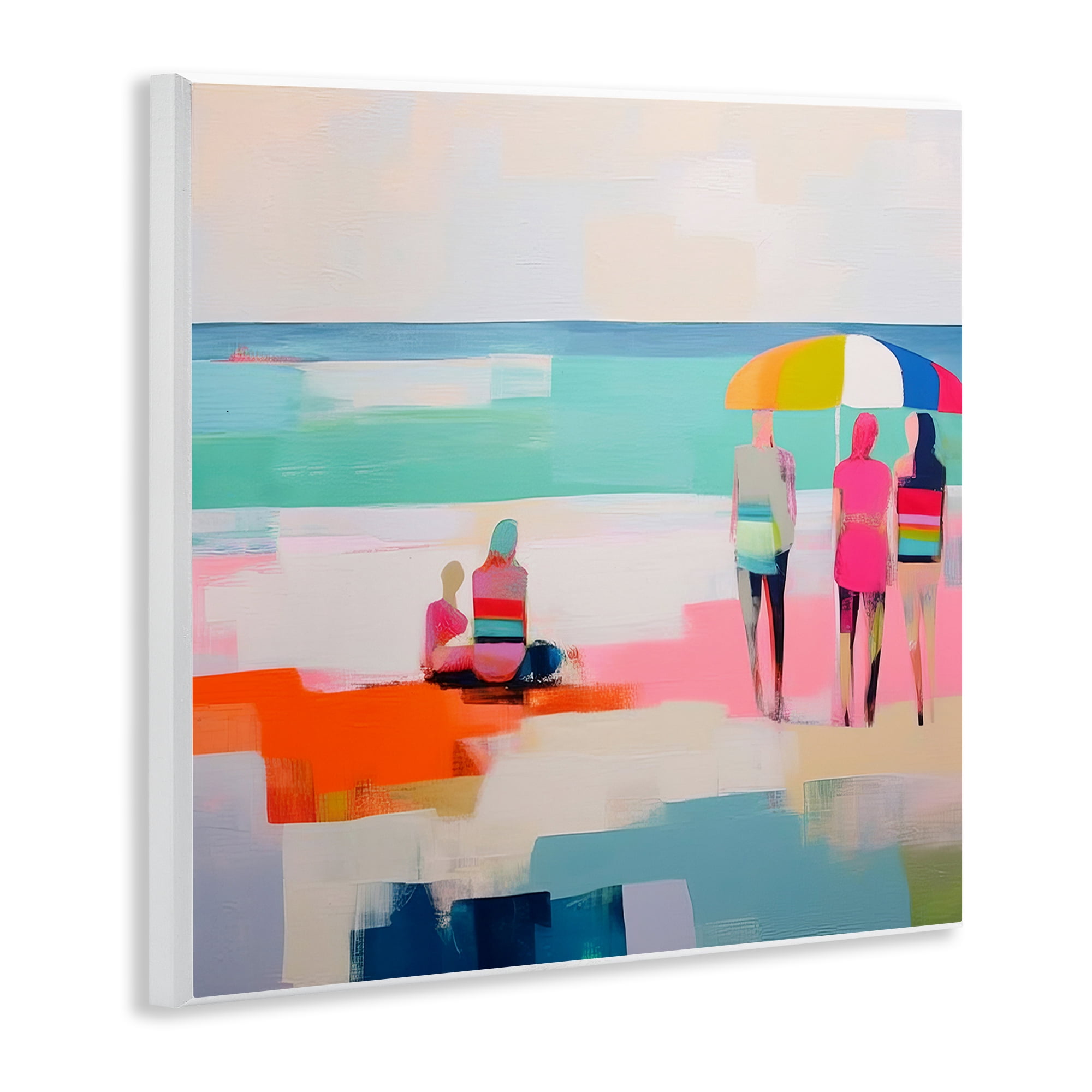 Stupell Industries People on Beach Abstract Novelty Painting Unframed Art Print Wall Art, 12 x 12