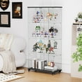 thumbnail image 2 of 4 Tier Glass Display Cabinet, Double Door Glass Cabinet with Two Locks, Floor Standing Storage Cabinet with 6 Acrylic Shelves for Living Room, Bedroom and Office, Black, 2 of 9
