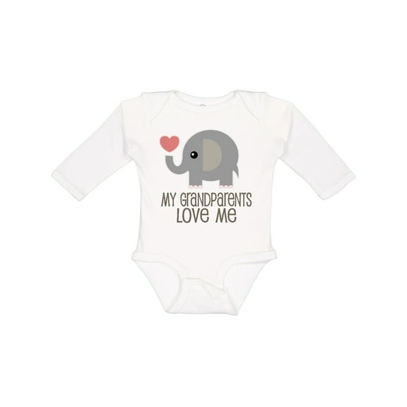 Inktastic My Grandparents Love Me Elephant Boys or Girls Long Sleeve Baby Bodysuit