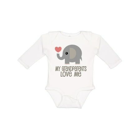 

Inktastic My Grandparents Love Me Elephant Gift Baby Boy or Baby Girl Long Sleeve Bodysuit