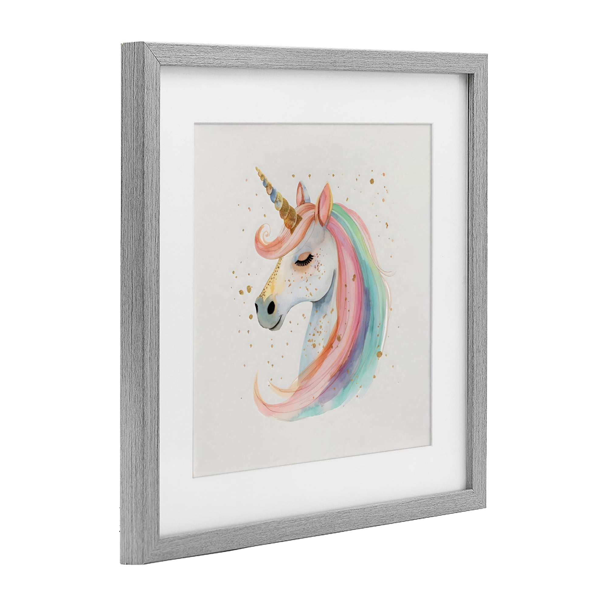 Stupell Industries Gold Accented Unicorn Gray Framed Print Under Glass, design by Creative Studio