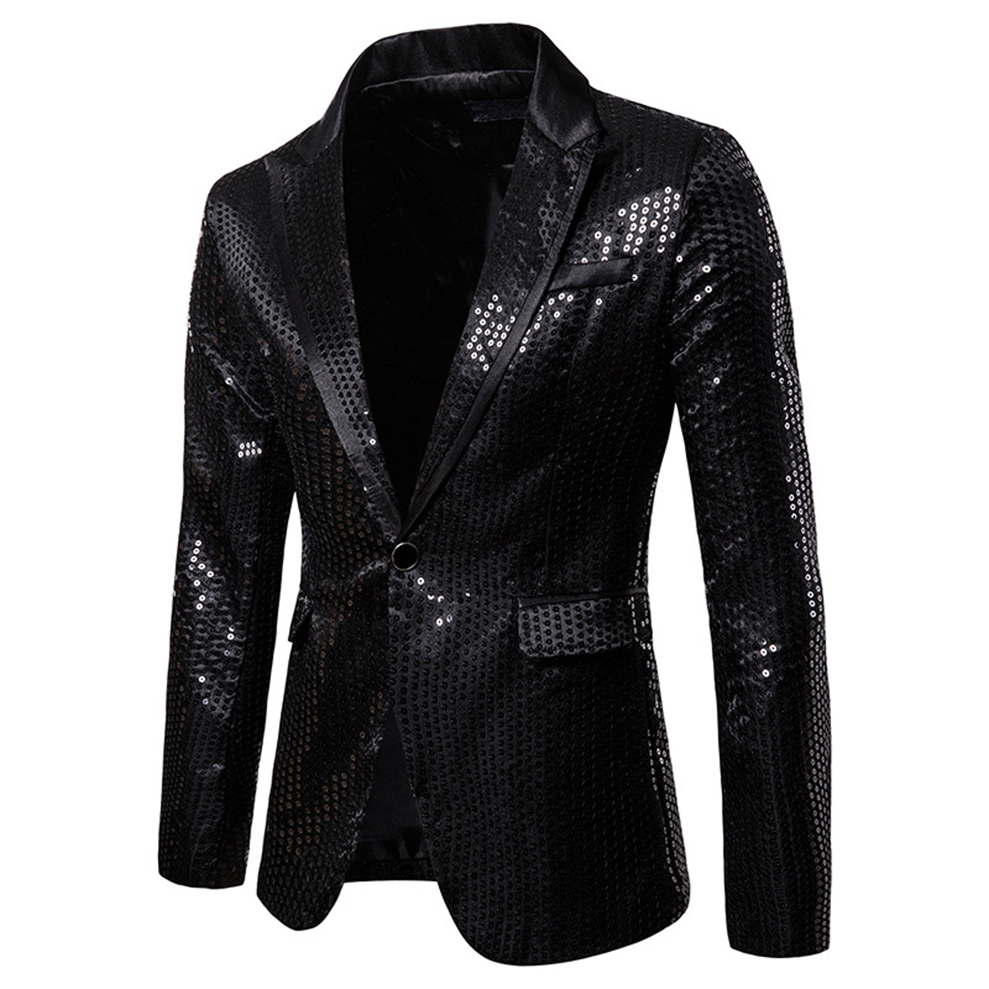 Mens Tux Blazer 1 Button Reversible Sequins Sport Coat Dance Party Jacket