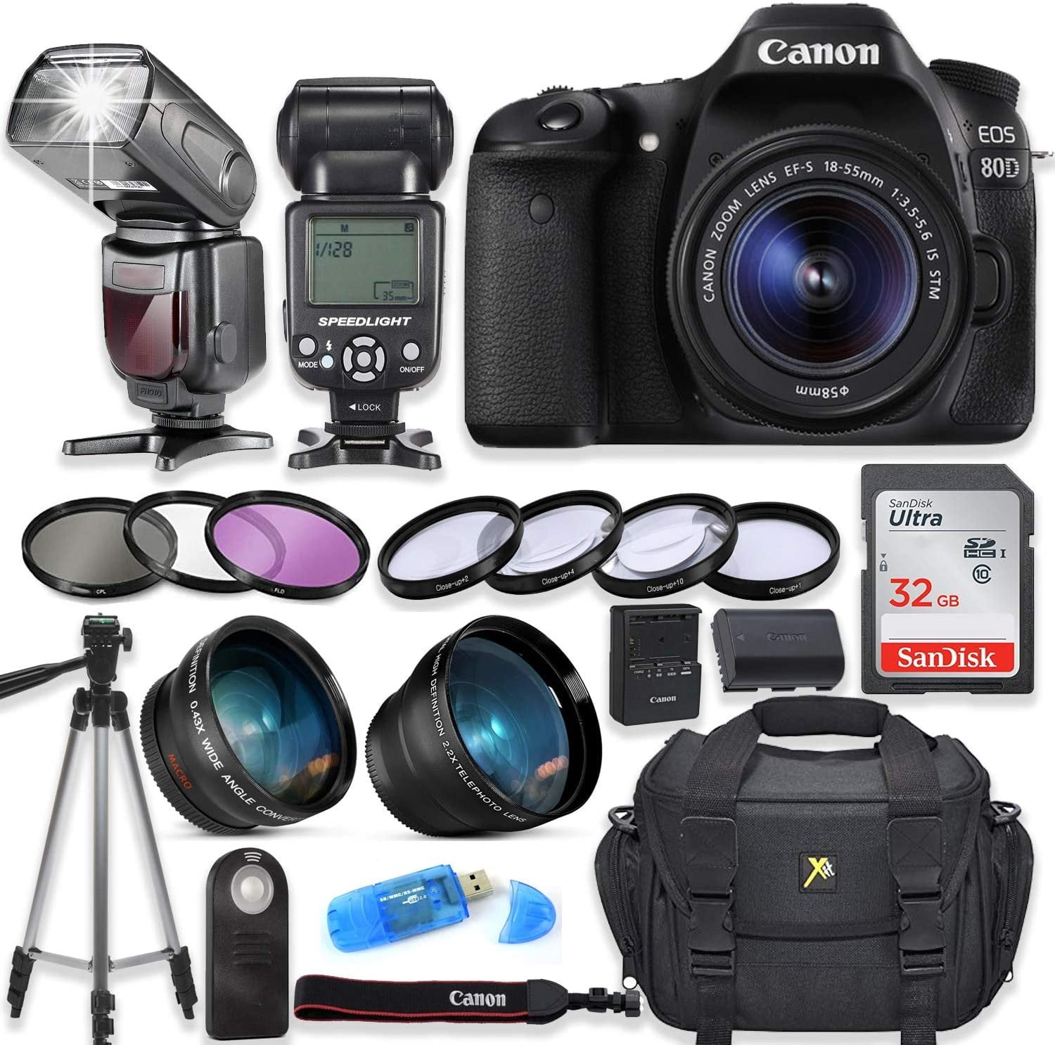 Canon EOS 80D Canon EF-S 18-55mm f/3.5-5.6 is STM Lens - Walmart.com