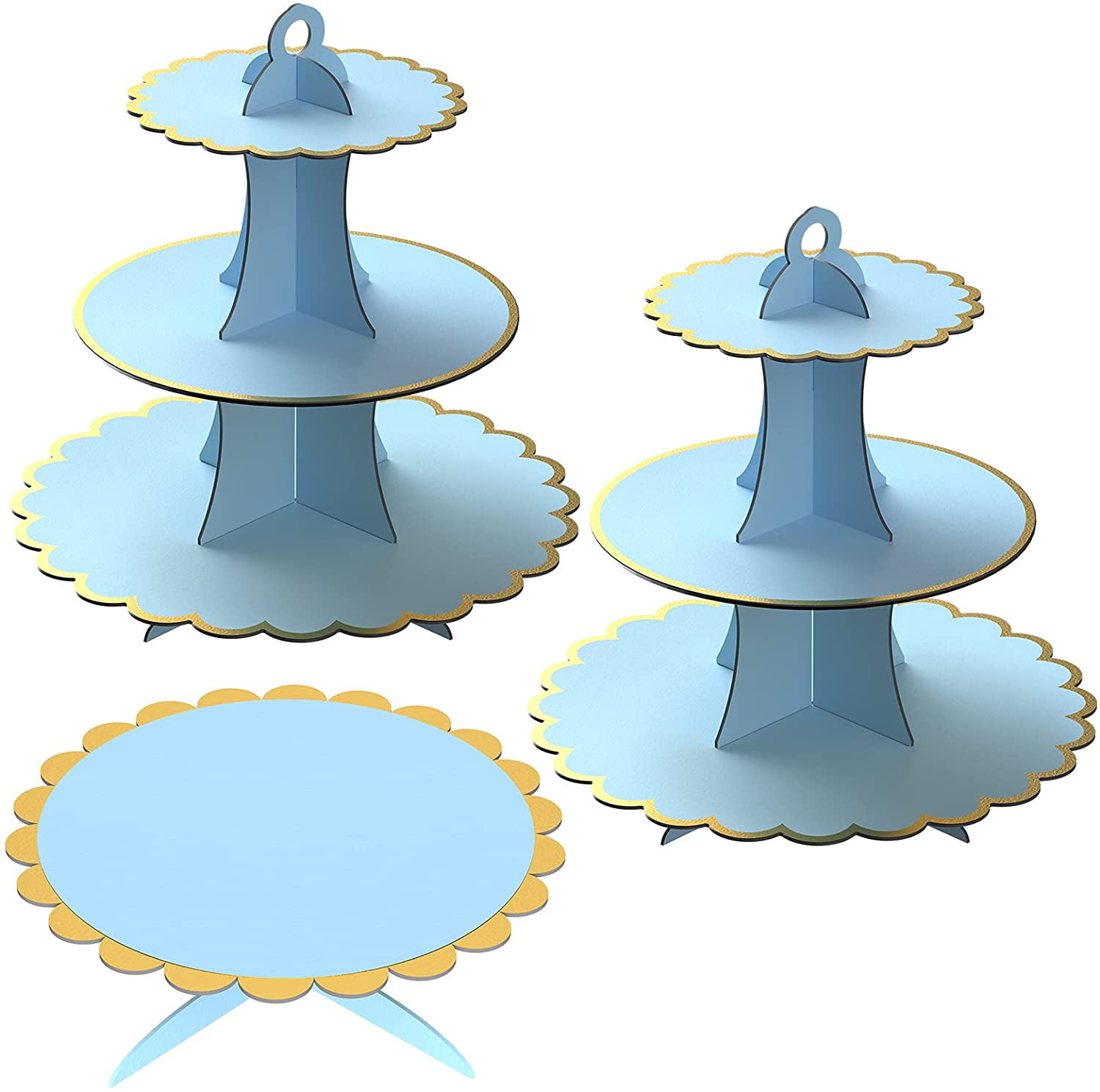 Tier Cardboard Afternoon Tea Cupcake Cake Stand Birthday Party Blue Cardboard Tier Cake Stands