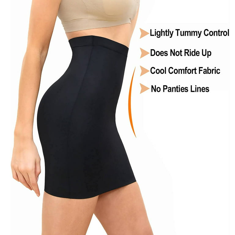 SHAPERIN Smooth Seamless Slips for Women Under Dresses High Waist Shapewear  Tummy Control Skirt Body Shaper 