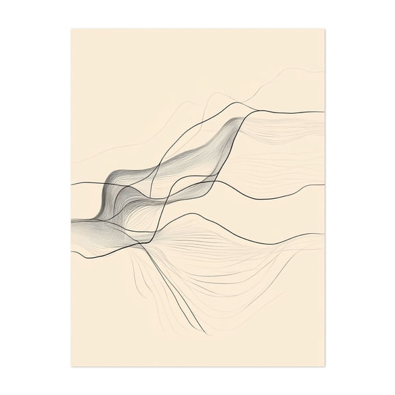 Simple Floral Line Drawing - Line Drawing Unframed Wall Art Print 5 x 7 inches