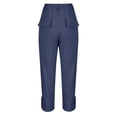 thumbnail image 6 of WAYUTE Womens High Waist Straight Leg Cargo Pants Button Zip Front Patch Pockets Ankle Length Casual Chino Trousers Outdoor,Dark Blue,XL, 6 of 6