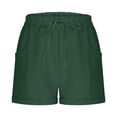 thumbnail image 7 of THDHVS Womens Shorts,Casual Shorts for Women,Womens Solid Linen Casual Shorts High Waisted Shorts Summer Flowy Beach Drawstring Shorts Army Green XL, 7 of 7