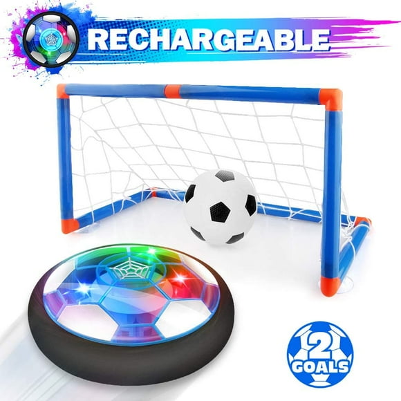 Air Soccer Set With Goals Kids Toys Soccer Gift Boy Girls Rechargeable Hover Soccer Ball Sports Ball Games Led Light Foam Bumpers Indoor Outdoor Kids Air Soccer Game
