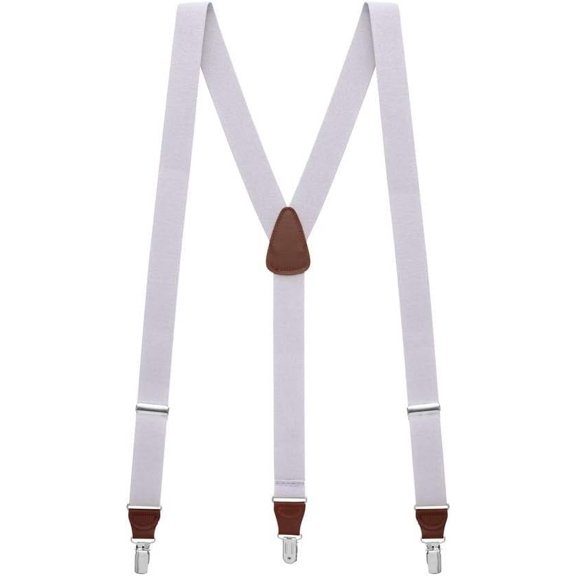 SuspenderStore Solid Color Y-Back Suspenders - 1.25-Inch Wide Elastic - Clip - 3 Sizes