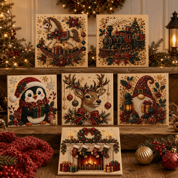 20 x 20 cm Christmas Indoor DIY Decor Kit, ABS Holiday Ornament Craft Set for Shelf, Mantel & Room Display, Seasonal Gift for Pearl Art & Craft Lovers