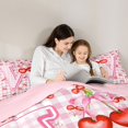 thumbnail image 4 of Catabedysis Preppy Letter W Full Size Comforter Sets For Girls,3D Cartoon Cherry Print Bedding Comforter Set,Pink Reversible,3 Pieces,1 Comforter and 2 Pillowcases, 4 of 7