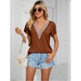 thumbnail image 3 of jinghuiyue Womens Tops Short Sleeve Causal Summer Lace V Neck Solid Color T Shirts Petal Sleeve Trendy Dressy Blouses L, 3 of 7