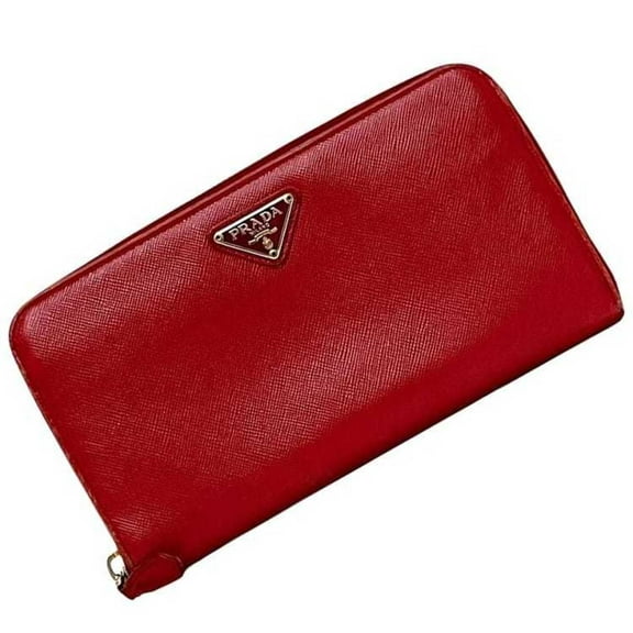 Pre-Owned Prada Round Long Wallet ec-23821 Red 1M0506 Saffiano Leather Size 35 PRADA... (Good)