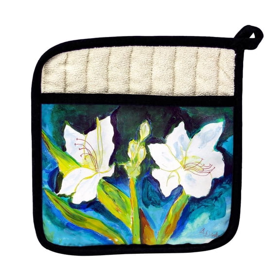 Betsy Drake Interiors White Lilies Pot Holder