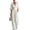 White #001, variant on Women's Summer V-Neck Wide-Leg Jumpsuits, Batwing Sleeve Ruched Waist Maxi Jumpsuits, M