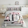 thumbnail image 2 of Manfei High Heels 2pcs Bedding Comforter Set,Pink Fashion Twin Comforter Sets,Dreamy Princess Bedding Set,Breathable Flower Room Decor,Reversible, 2 of 8