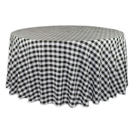 

wang hao ran - 120 Inch Round Premium Polyester Tablecloth - Checkered Black Linen Table Cloth for Standard Round Tables