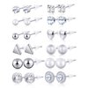 Zhehao 24 Pairs Fashion Earring Stud set Crystal Diamond Ear Stud Jewelry for Women Girl