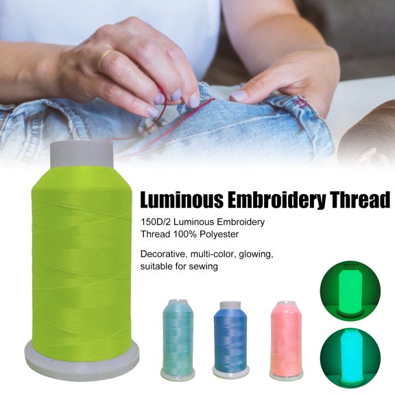 AYYUFE 1 Roll Glow in The Dark Yarn Glow Yarn Eye-catching Super Bright Solid Color DIY Daily Use Luminous Embroidery Sewing Line for Bag