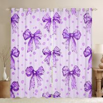 Manfei Cute Bow Girl Blackout Curtains Set of 2 (52x84 Each),Dreamy Polka Dots Window Curtains,Kawaii Ribbon Bow Knot Curtains and Drapes,Luxury Bedroom Decor