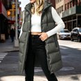 thumbnail image 5 of Chiccall Women Long Hooded Puffer Vest, Winter Solid Sleeveless Zip‑Up Snap Button Quilted Cotton Waistcoat With Side Pockets, 5 of 8