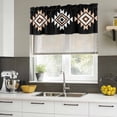 thumbnail image 4 of Black White Beige Boho Curtain Valances for Windows, Kitchen Valance Window Treatments Panel 2 Pack, Western Geometric Aesthetic Rod Pocket Short Curtains for Bathroom Bedroom 60 x 18 Inch, 4 of 8