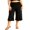 Black, variant on LMLYSoH Women’s High Rise Capri Pants Elastic Waist Solid Color Loose Fit Cropped Pants Trousers