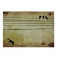 thumbnail image 1 of Birds Cutting Board, Cables and Animals Image on Vintage Paper Style Background Paint Stains Pattern Print, Decorative Tempered Glass Cutting and Serving Board, Small Size, Mustard, by Ambesonne, 1 of 1