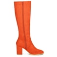 thumbnail image 4 of BLISSFUL STEP Valentine's Women's Knee High Boots Side Zipper Faux Suede Block Chunky Heels Orange 10, 4 of 7