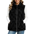 thumbnail image 3 of QATAINLAV Womens Fleece Sherpa Vest Winter Fuzzy Fluffy Checkered Plaid Sleeveless Zip Up Jacket with Pockets, 3 of 8