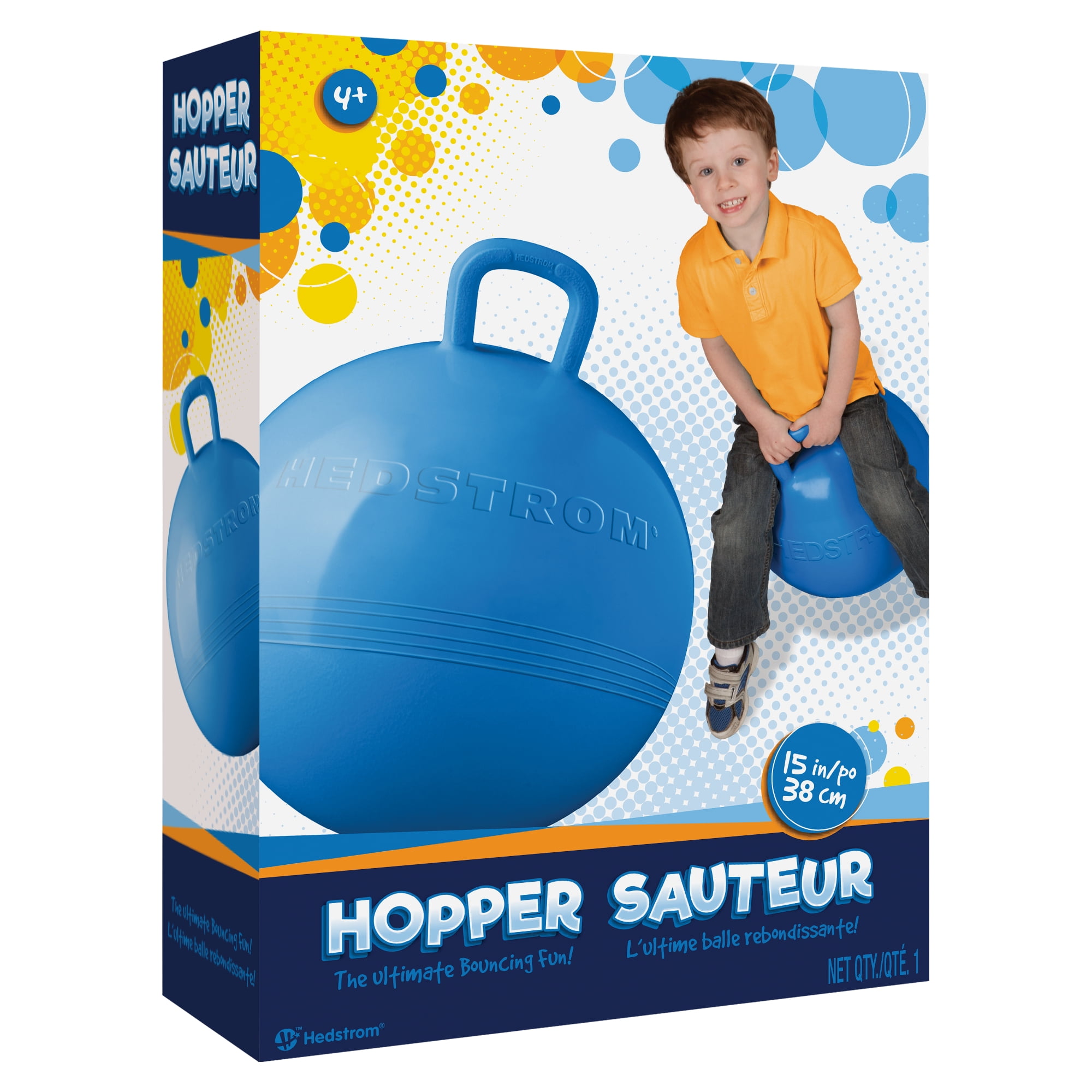 Bouncy hopping ball with handle Hedstrom Blue Hopper Ball Kids ride-on toy 15 Inch 