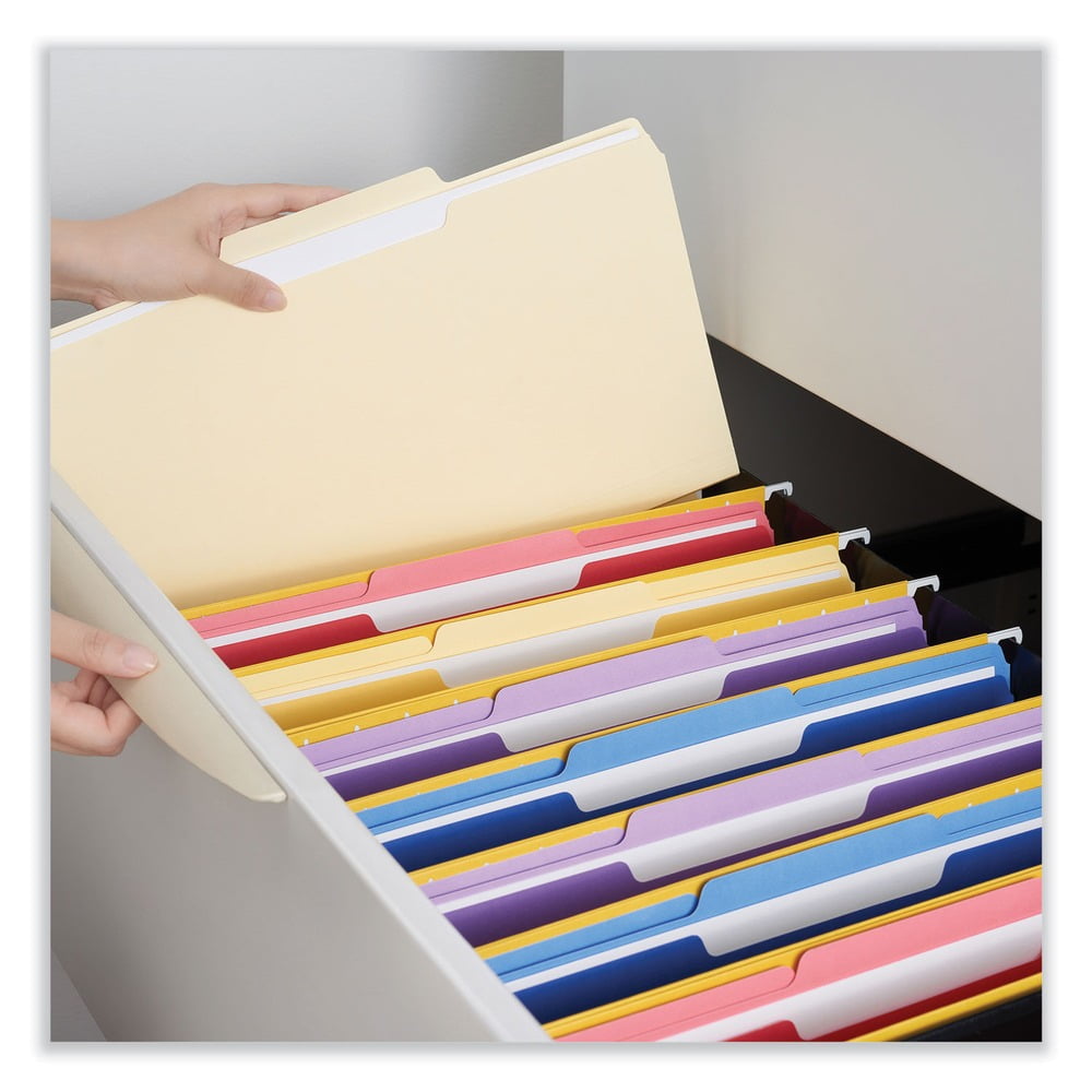Universal UNV16123EE 2-Ply 1/3-Cut Assorted Top Tab File Folders - Legal Size, Manila (100/Box)