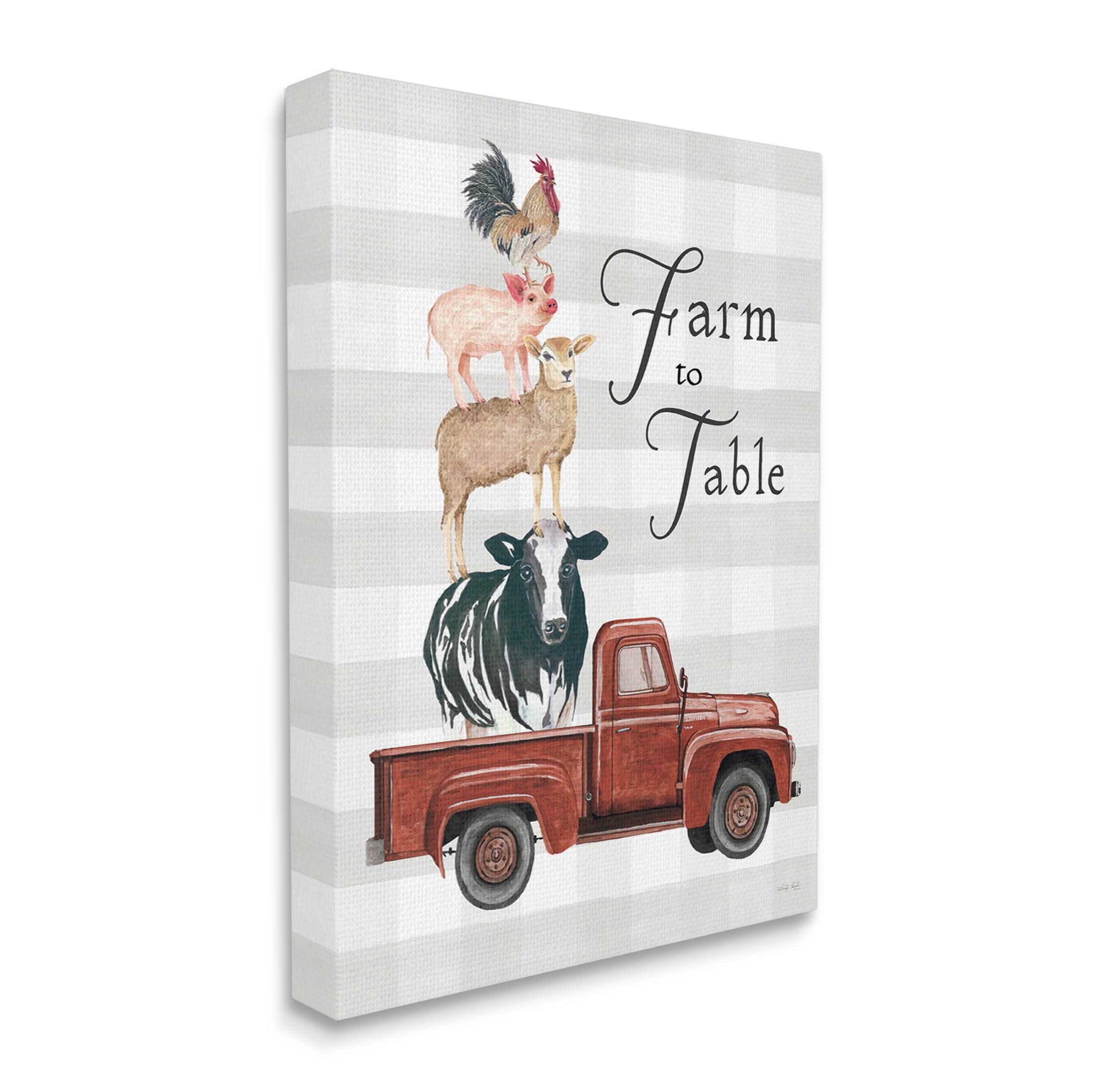 Stupell Industries Farm To Table Stacked Animals Graphic Art Gallery Wrapped Canvas Print Wall Art, Design by Cindy Jacobs