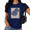 Navy Blue, variant on Cozymy Vintage Floral Stamp T-Shirt for Women - Soft Hydrangea Line Art Graphic Tee