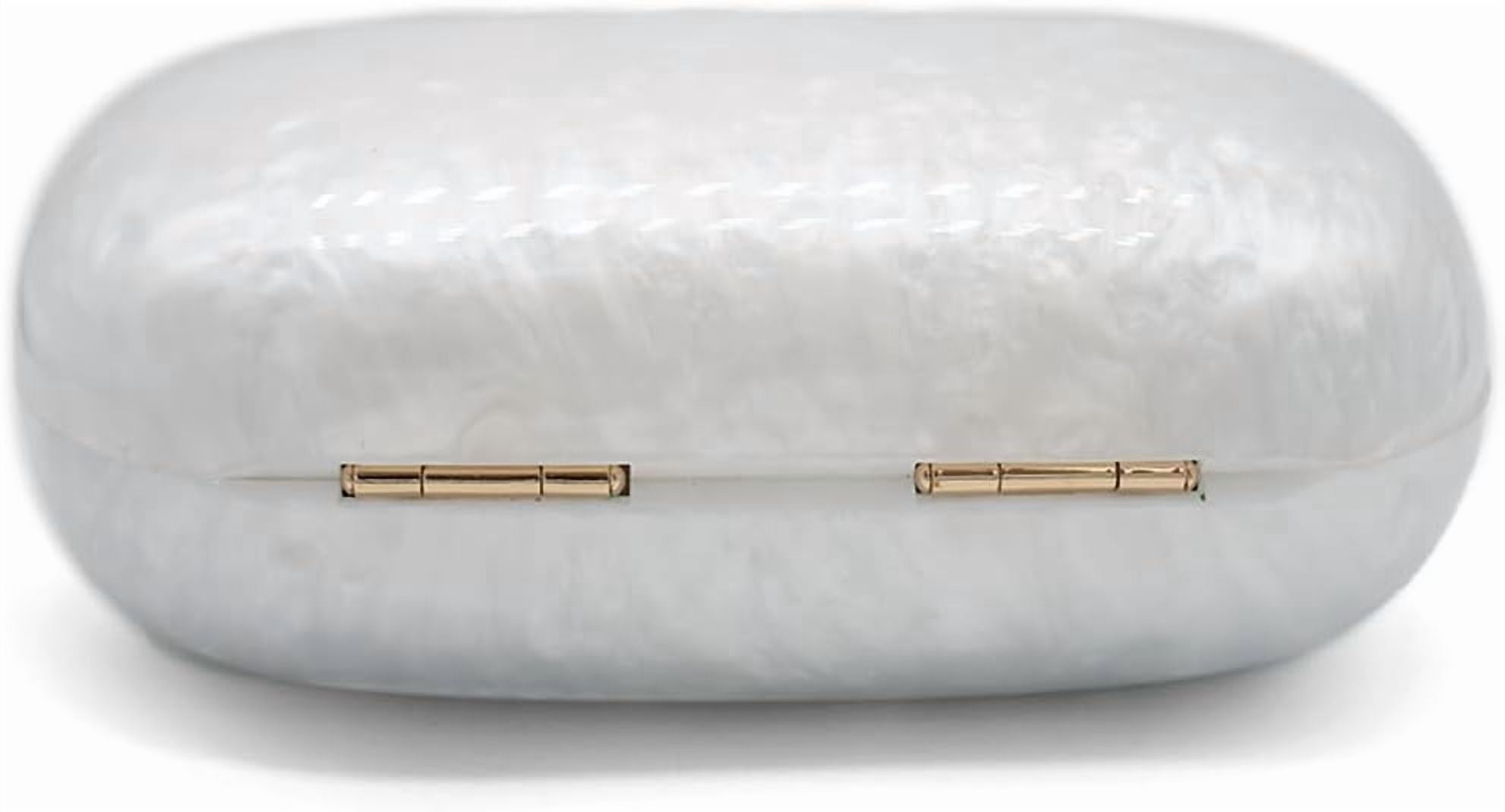 Kwuty Acrylic Evening Clutch Bag for Women Shell Shape Shoulder Crossbody Bag Glitter Marble Purse Handbag